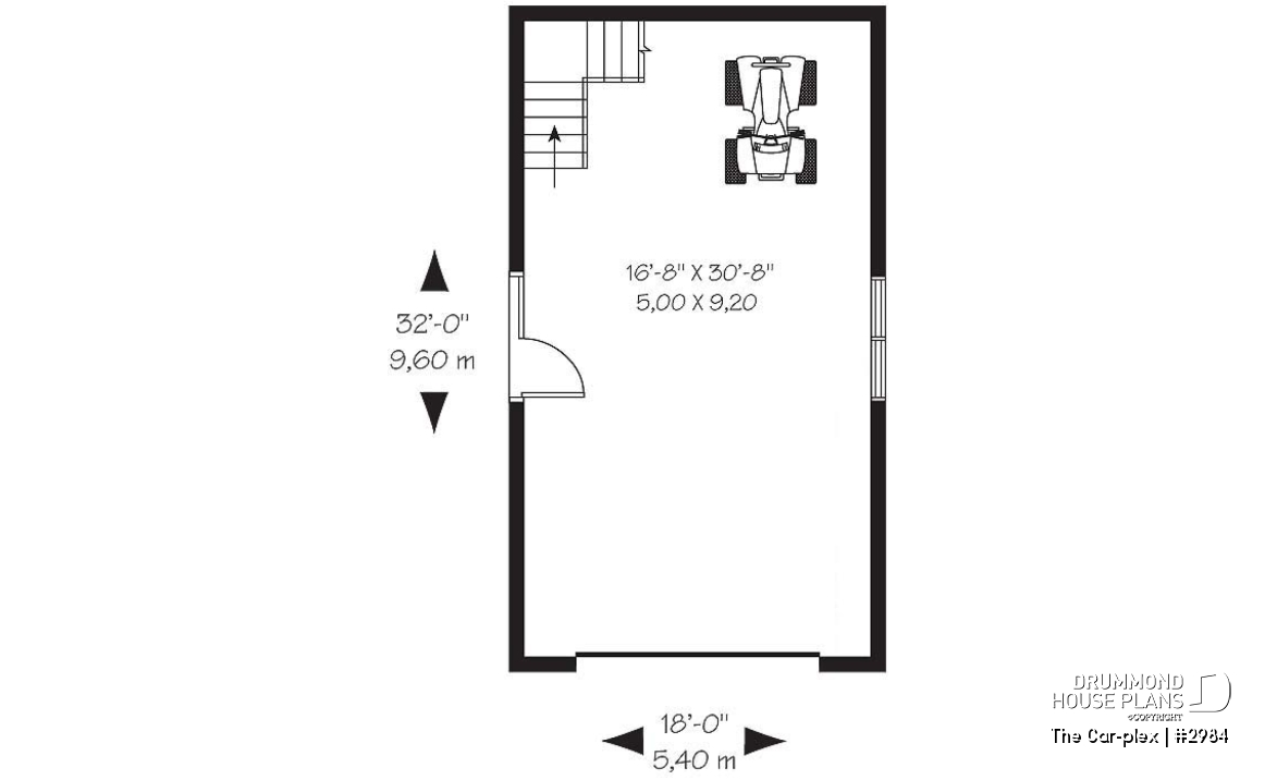 1st level - Victorian style two-storey single garage plan - The Car-plex