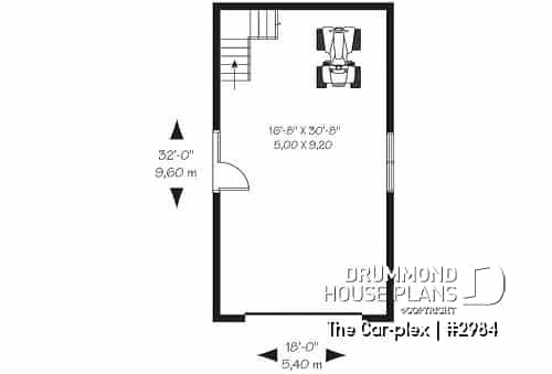 1st level - Victorian style two-storey single garage plan - The Car-plex