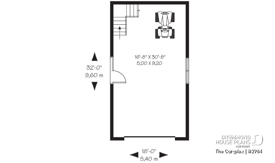 1st level - Victorian style two-storey single garage plan - The Car-plex
