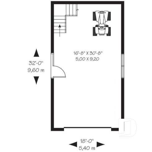 1st level - Victorian style two-storey single garage plan - The Car-plex