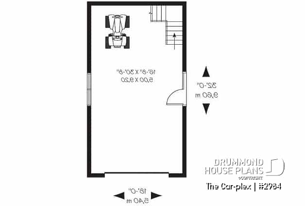 1st level - Victorian style two-storey single garage plan - The Car-plex