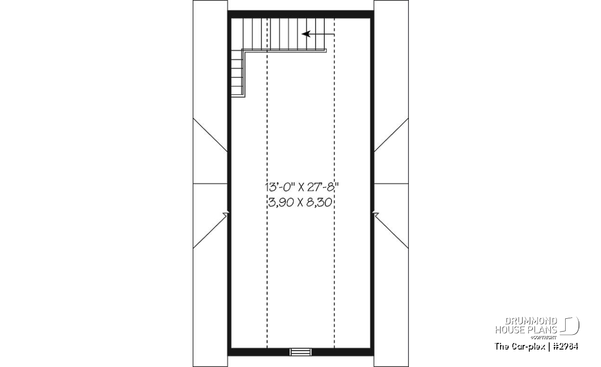 2nd level - Victorian style two-storey single garage plan - The Car-plex