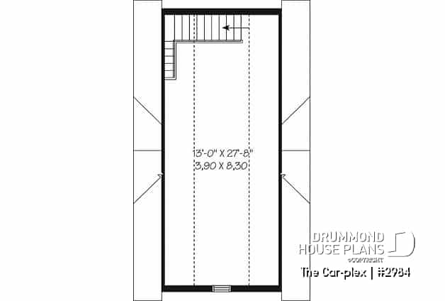 2nd level - Victorian style two-storey single garage plan - The Car-plex