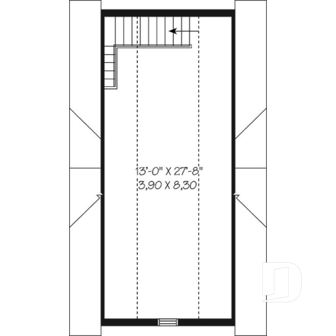 2nd level - Victorian style two-storey single garage plan - The Car-plex