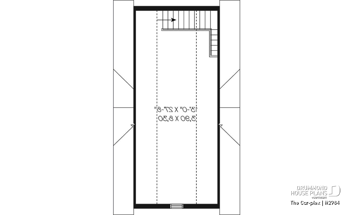 2nd level - Victorian style two-storey single garage plan - The Car-plex
