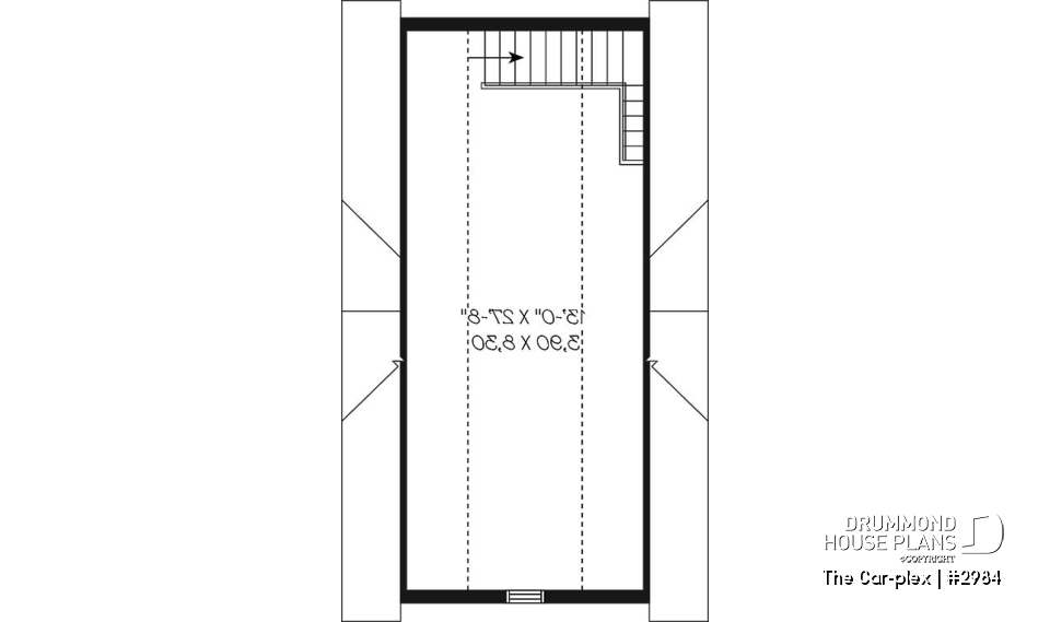 2nd level - Victorian style two-storey single garage plan - The Car-plex