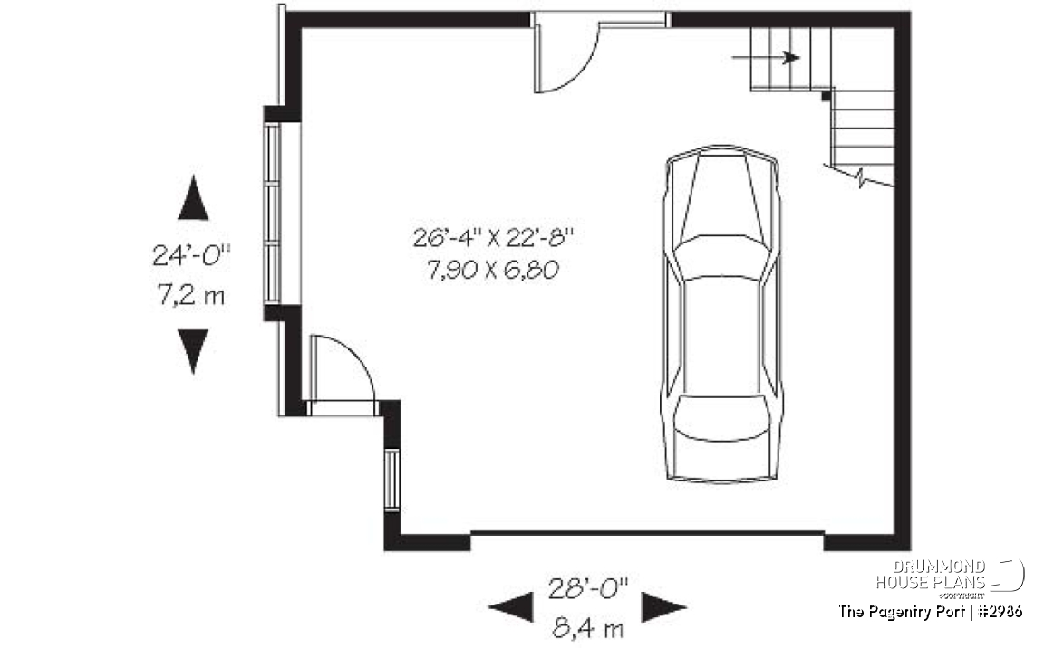 1st level - 2-car garage plan with storage in attic - The Pagentry Port