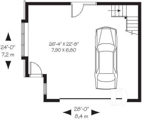 1st level - 2-car garage plan with storage in attic - The Pagentry Port