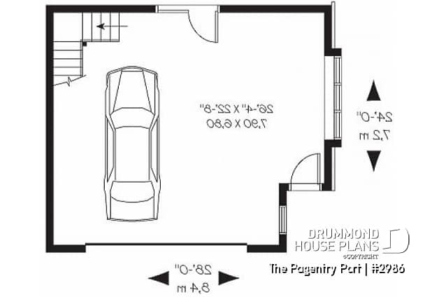 1st level - 2-car garage plan with storage in attic - The Pagentry Port