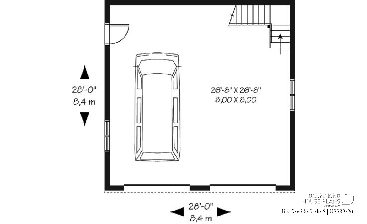 1st level - 2-car garage plan with second floor storage room - The Double Glide 2