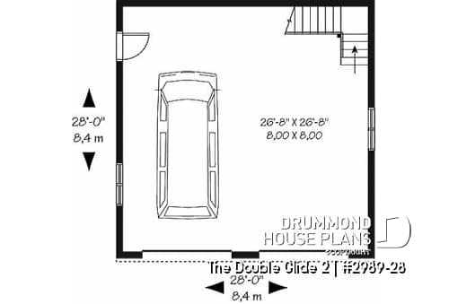 1st level - 2-car garage plan with second floor storage room - The Double Glide 2