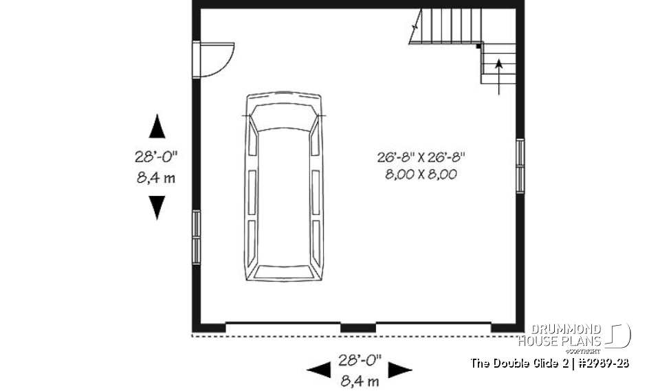 1st level - 2-car garage plan with second floor storage room - The Double Glide 2