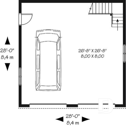 1st level - 2-car garage plan with second floor storage room - The Double Glide 2