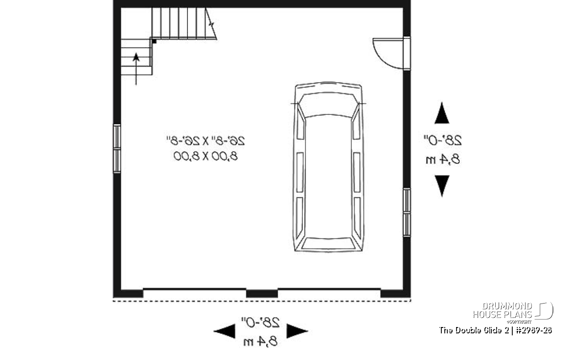 1st level - 2-car garage plan with second floor storage room - The Double Glide 2