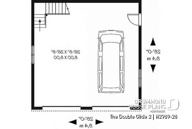 1st level - 2-car garage plan with second floor storage room - The Double Glide 2
