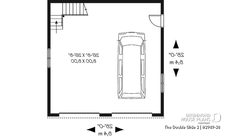 1st level - 2-car garage plan with second floor storage room - The Double Glide 2