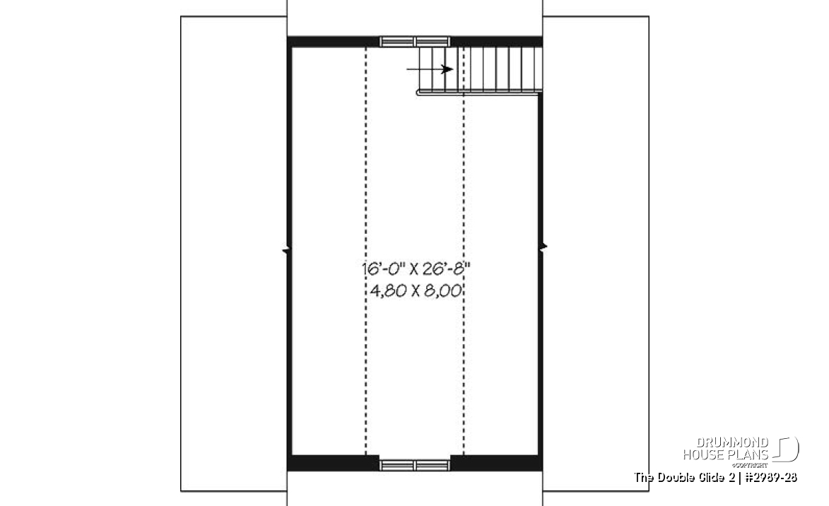 2nd level - 2-car garage plan with second floor storage room - The Double Glide 2
