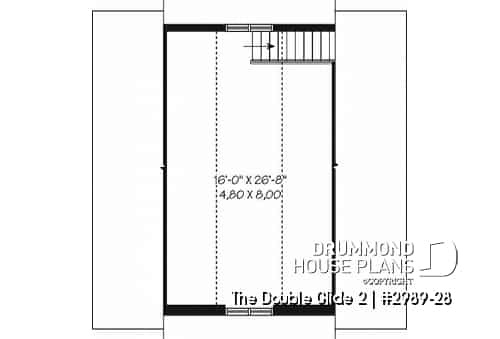 2nd level - 2-car garage plan with second floor storage room - The Double Glide 2
