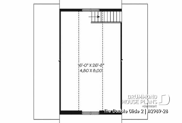 2nd level - 2-car garage plan with second floor storage room - The Double Glide 2