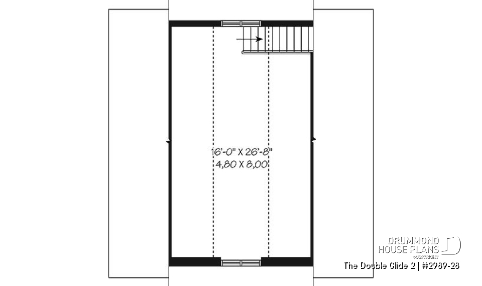 2nd level - 2-car garage plan with second floor storage room - The Double Glide 2