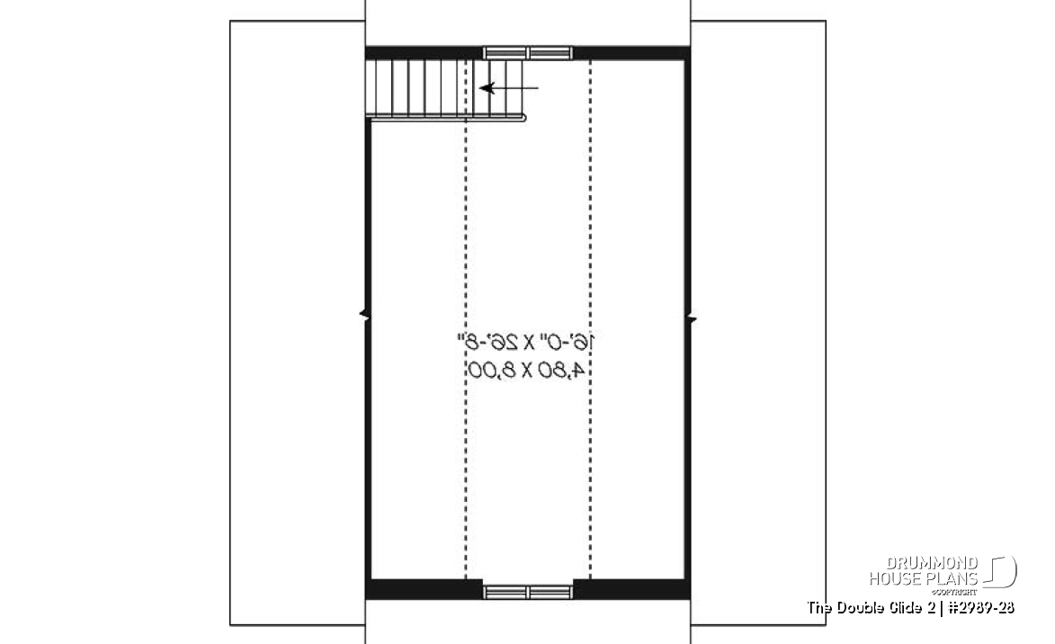 2nd level - 2-car garage plan with second floor storage room - The Double Glide 2