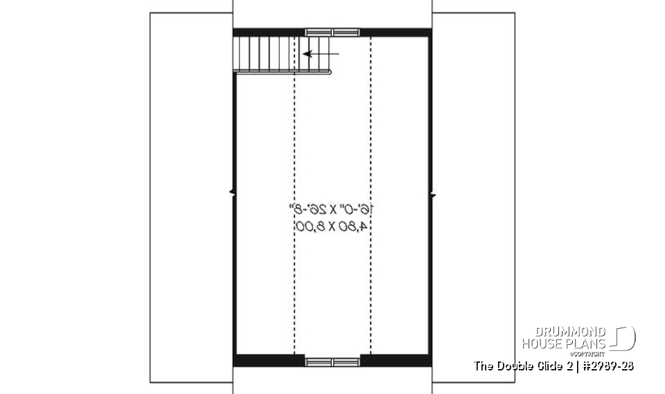 2nd level - 2-car garage plan with second floor storage room - The Double Glide 2