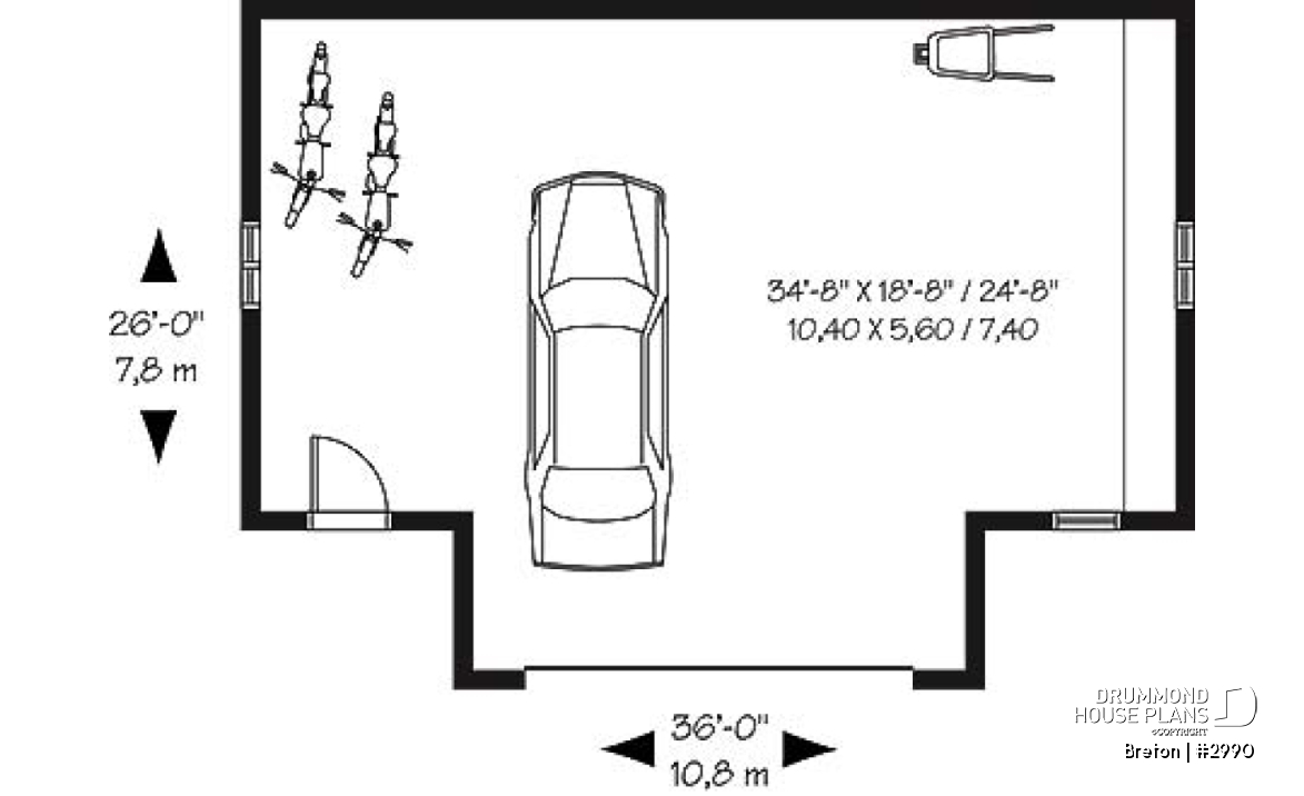1st level - Spacious 2-car garage plan available in blueprints and PDF - Breton