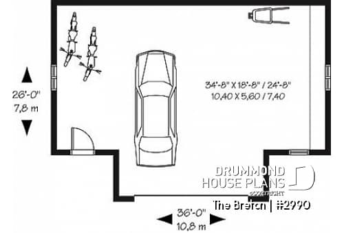 1st level - Spacious 2-car garage plan - The Breton