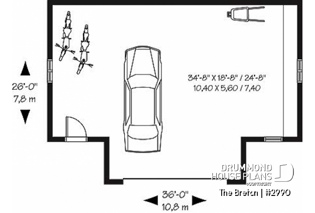 1st level - Spacious 2-car garage plan - The Breton