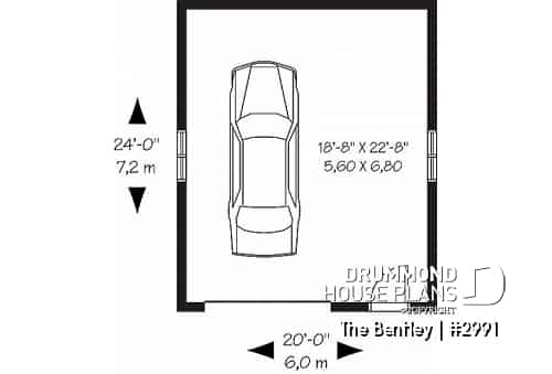 1st level - Simple one-car garage plan with workshop area - The Bentley