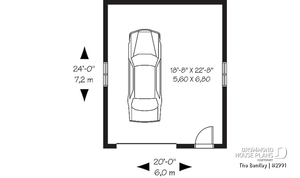 1st level - Simple one-car garage plan with workshop area - The Bentley