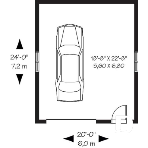 1st level - Simple one-car garage plan with workshop area - The Bentley