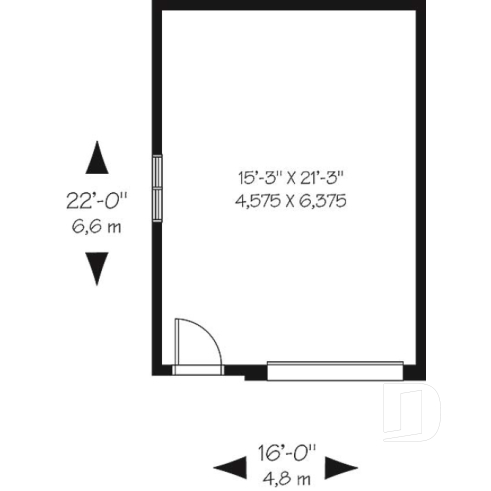 1st level - One-car garage plan, perfect style for any kind of houses - Lawson 2