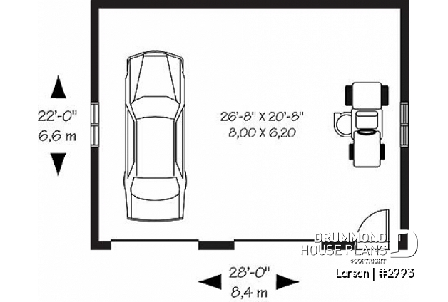 1st level - Two-car country garage plan with storage space - Larson