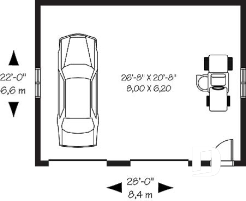 1st level - Two-car country garage plan with storage space - Larson