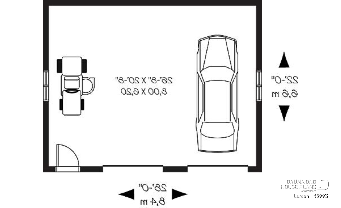 1st level - Two-car country garage plan with storage space - Larson