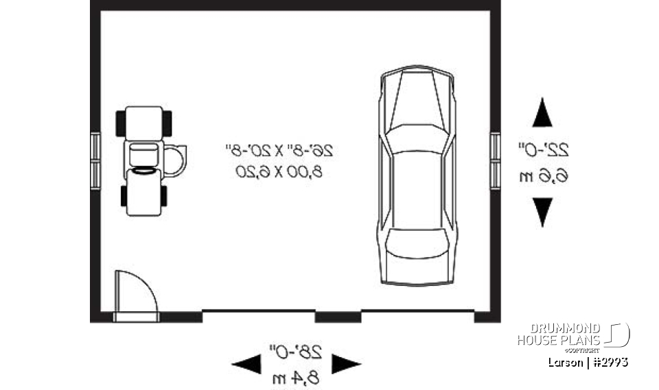 1st level - Two-car country garage plan with storage space - Larson