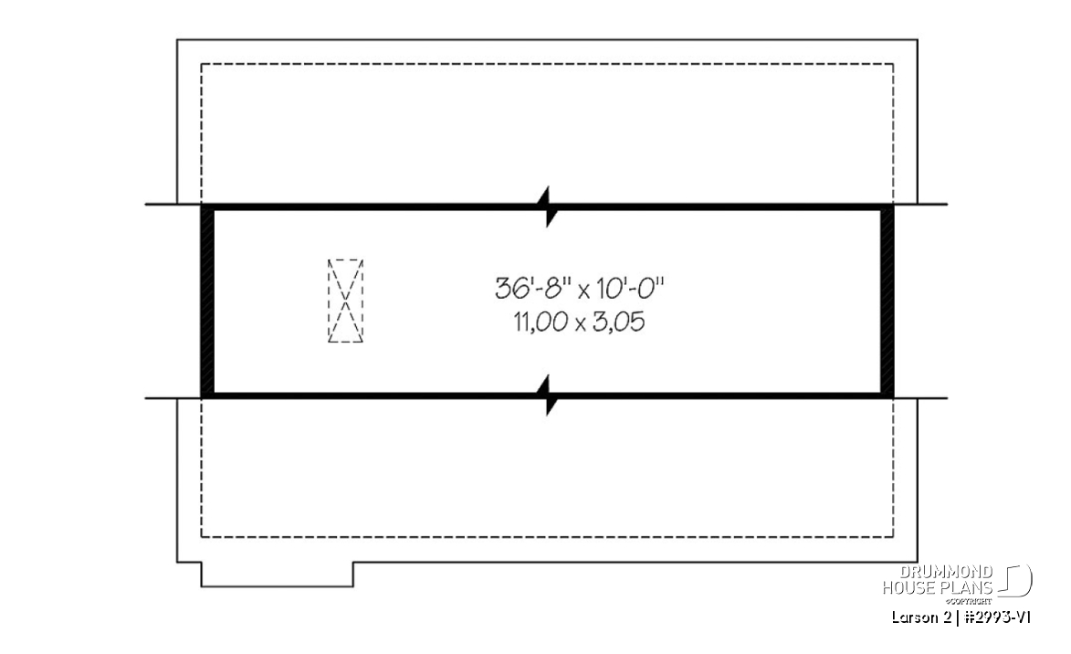 2nd level - American two-car garage plan with large bonus storage in attic - Larson 2