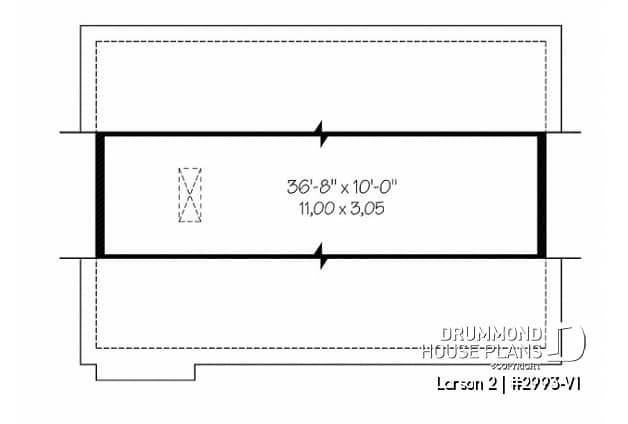 2nd level - American two-car garage plan with large bonus storage in attic - Larson 2