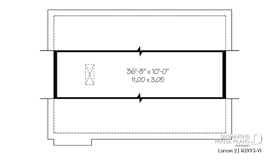 2nd level - American two-car garage plan with large bonus storage in attic - Larson 2