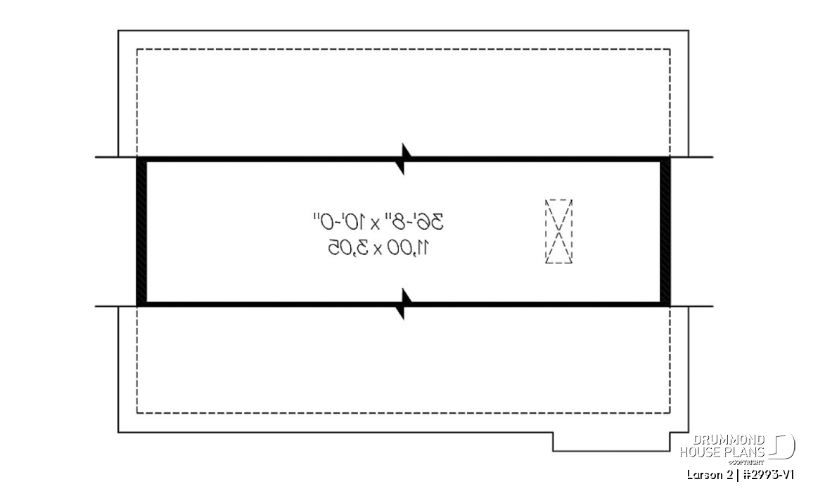 2nd level - American two-car garage plan with large bonus storage in attic - Larson 2