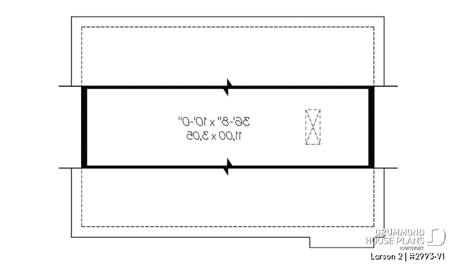 2nd level - American two-car garage plan with large bonus storage in attic - Larson 2