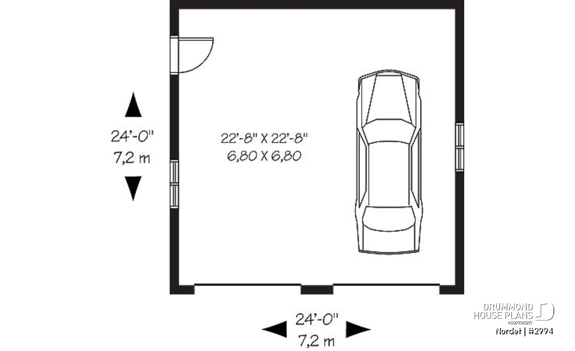1st level - Double garage plan, country style, simple and cost-effective construction, two garage doors and a timeless des - Nordet