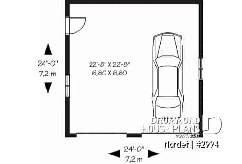 1st level - Country-style 2-car garage plan - Nordet