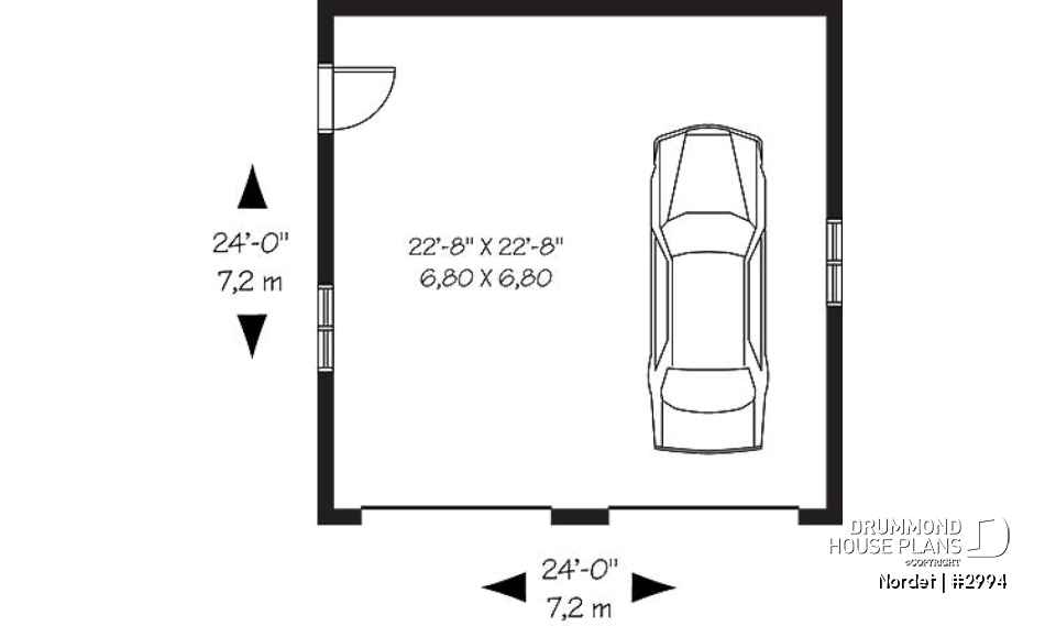 1st level - Double garage plan, country style, simple and cost-effective construction, two garage doors and a timeless des - Nordet