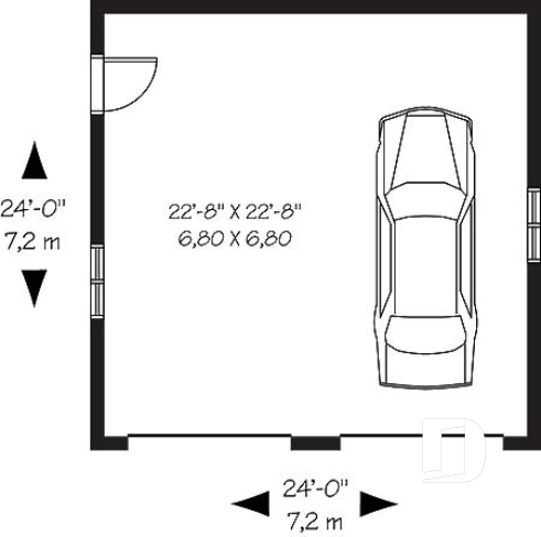 1st level - Double garage plan, country style, simple and cost-effective construction, two garage doors and a timeless des - Nordet