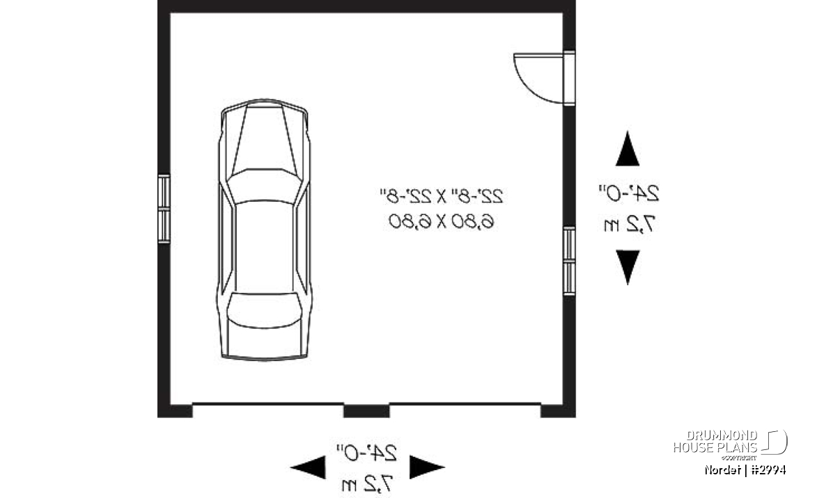 1st level - Double garage plan, country style, simple and cost-effective construction, two garage doors and a timeless des - Nordet