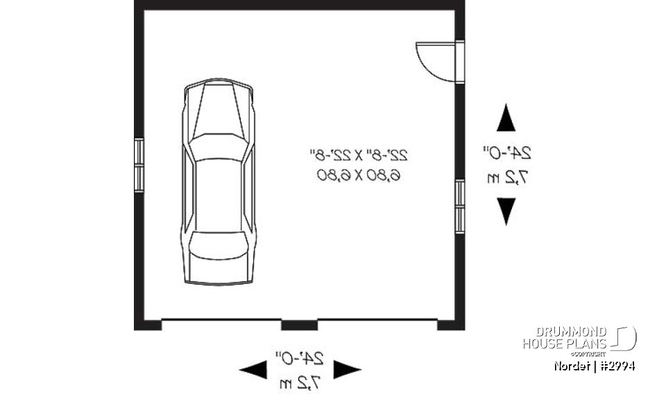 1st level - Double garage plan, country style, simple and cost-effective construction, two garage doors and a timeless des - Nordet