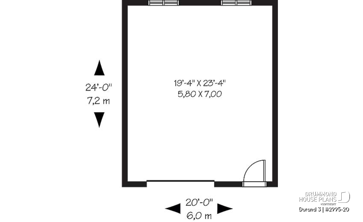 1st level - Simple one-car garage, country style 20' x 24' - Durand 3