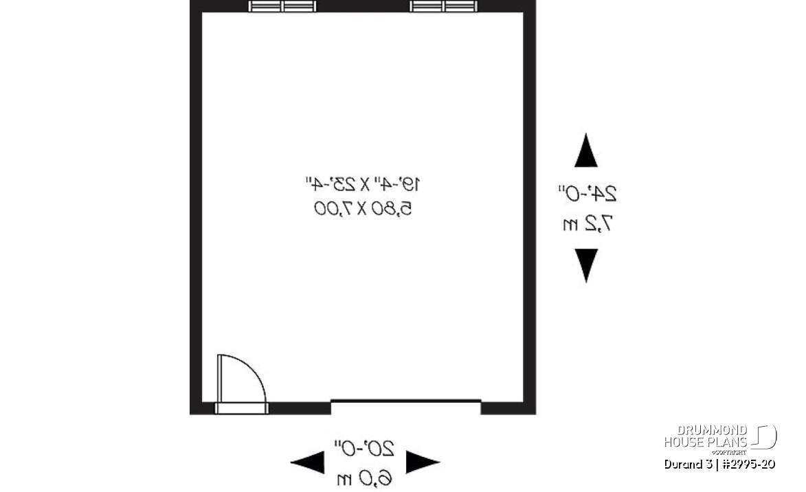 1st level - Simple one-car garage, country style 20' x 24' - Durand 3